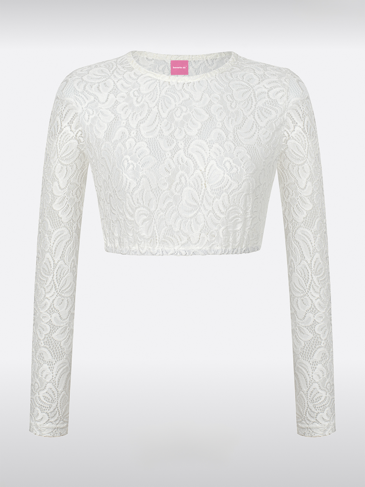 Weiß Langarm Rundhals Dirndlbluse